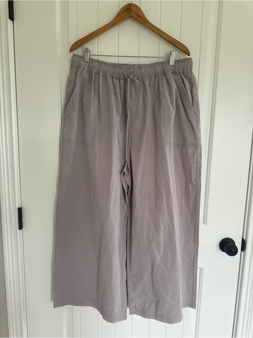 NWT ODDI Wide Leg Pants 3XL Mauve Lavender Drawstring Elastic Waist Plus Size